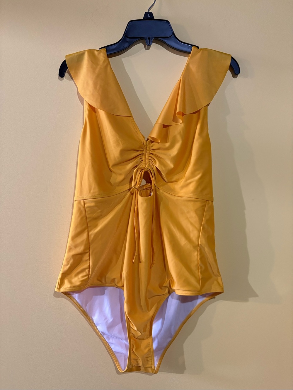 SHEIN Maragold Yellow Ruffle One-Piece Swimsuit